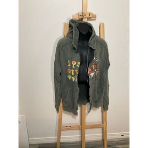 Altru Mushroom species open front hooded sweater size medium